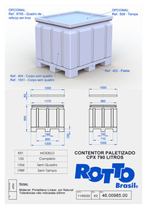 Caixa Paletizada 1000 Litros - Rotto Brasil
